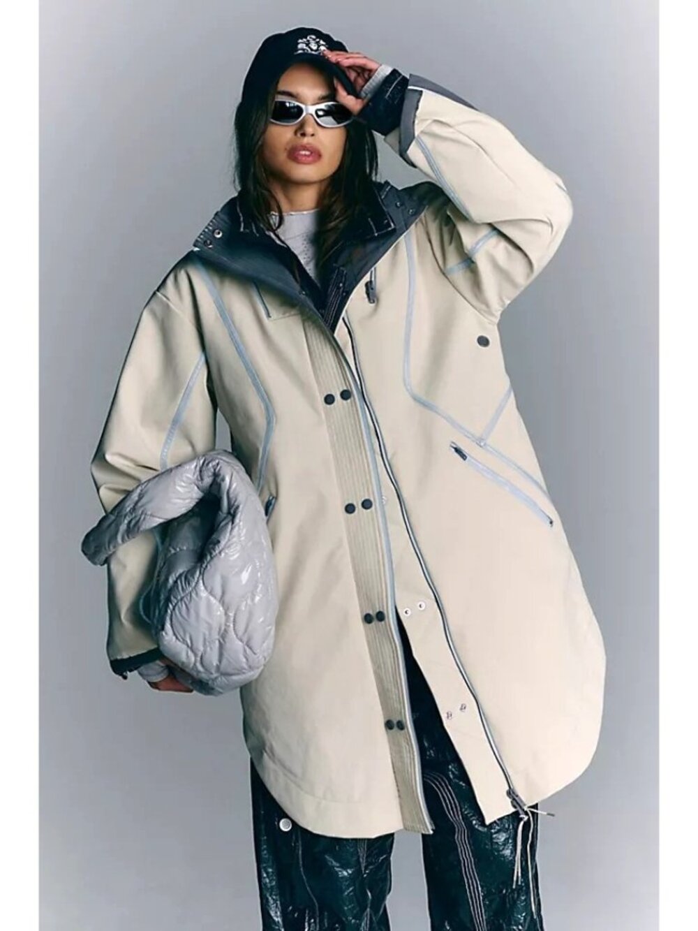 Free People Moon Magic Reflective Rain Parka Womens M Gorpcore Outdoors Y2K